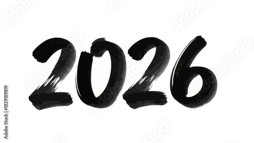The Year 2026: A bold, handwritten 2026  with each character rendered in a dynamic, brushstroke style, this artwork encapsulates a sense of new beginnings.