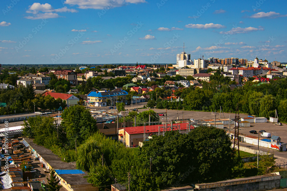 Fototapeta premium View from the top of Lubart’s main tower overlooking the city of Lutsk, Ukraine