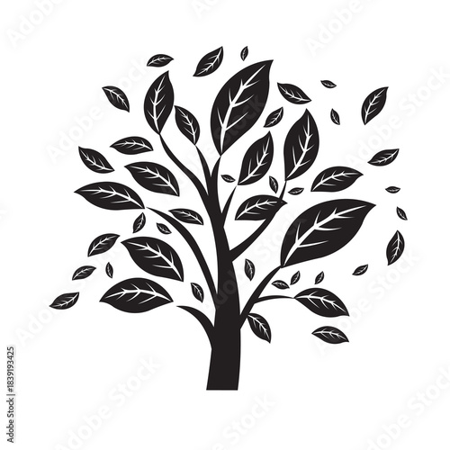 Wallpaper Mural An elegant black tree silhouette with detailed branches and leaves on a transparent background, perfect for logos, nature designs, eco-friendly themes, and minimalist artwork. Ideal for branding, deco Torontodigital.ca