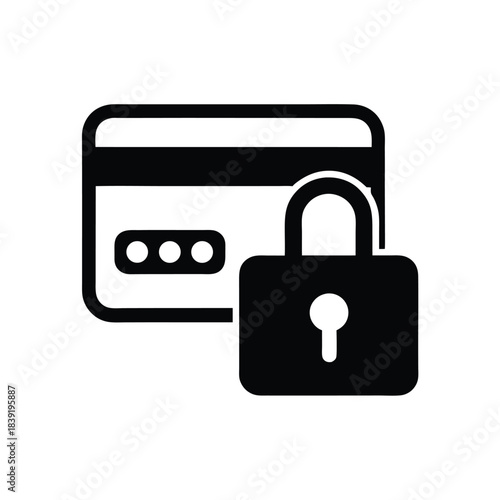 A credit card icon displays a lock symbol ensuring financial transaction security for the user