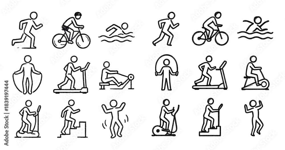 Fototapeta premium Cardio Icon Set