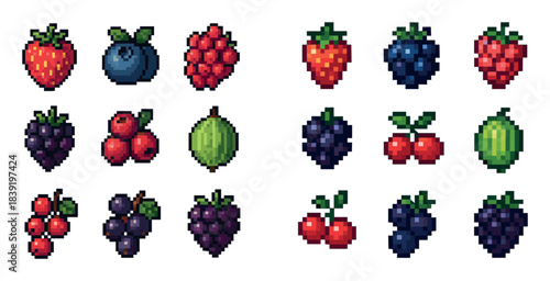 Pixel-Art Berry Icons