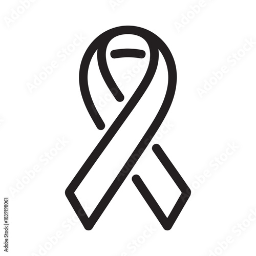 Simple black and white ribbon symbol for awareness or support