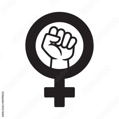Feminist symbol with raised fist of power