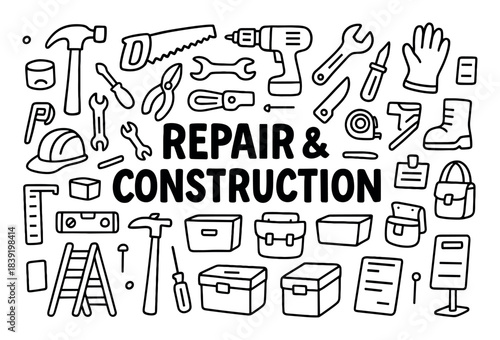 Construction Tools Collage