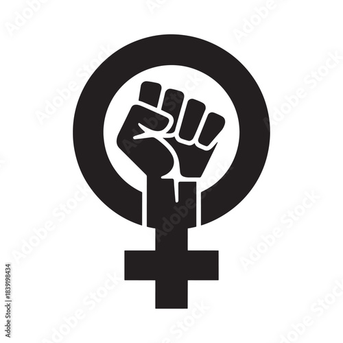 Feminist symbol with raised fist of power