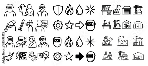 Industrial safety icons collection