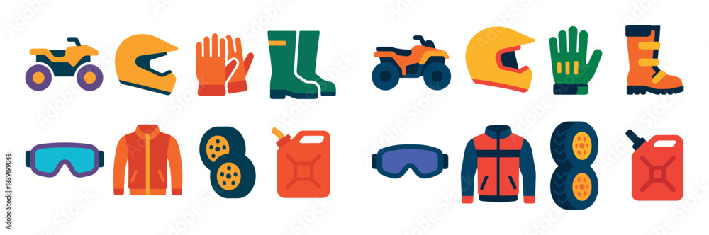 Fototapeta premium Colorful ATV Gear Icons