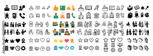 Diverse business and office icons set