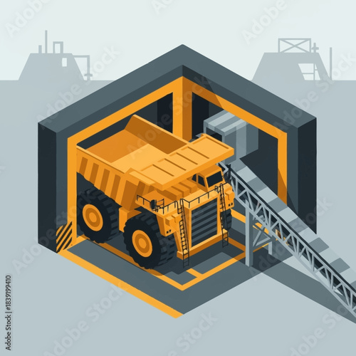 Isometric Heavy Haul Truck in Mining Operation.