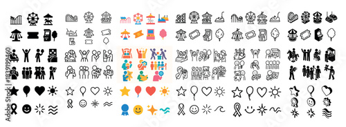 Amusement park icon set collection