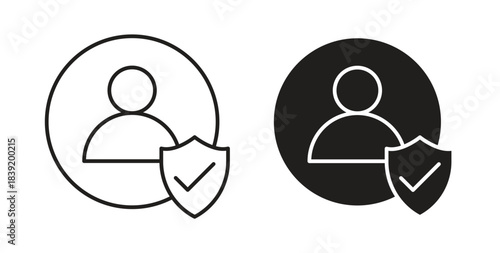 Authentication icons in line designs. solid silhouette style in black