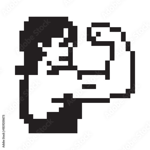 Pixel art of a person flexing their bicep