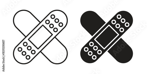 Bandage icons in line designs. solid silhouette style in black