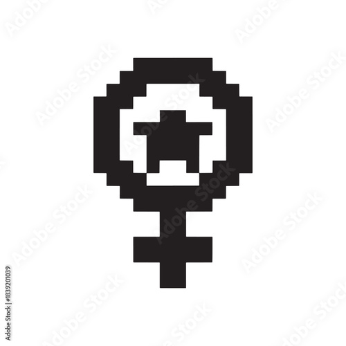 Pixel art female symbol with a star inside