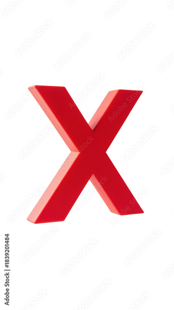 Obraz premium Red letter X three dimensional design modern style bold color isolated transparency background graphic element creative concept visual