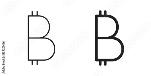 Bitcoin icons in line designs. solid silhouette style in black