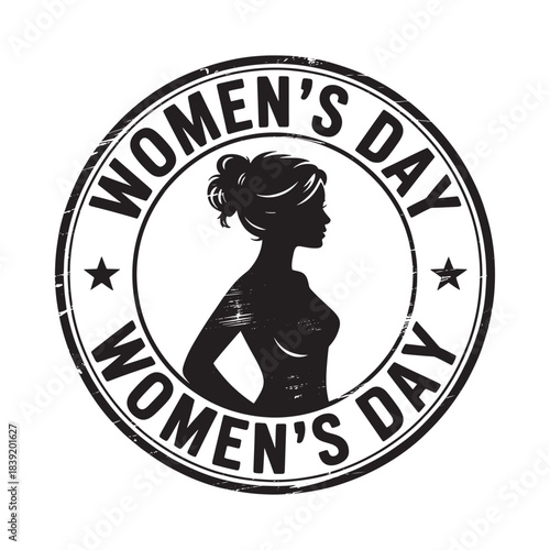 International women s day stamp with silhouette of a woman
