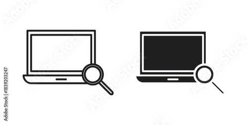 Browsing icons in line designs. solid silhouette style in black