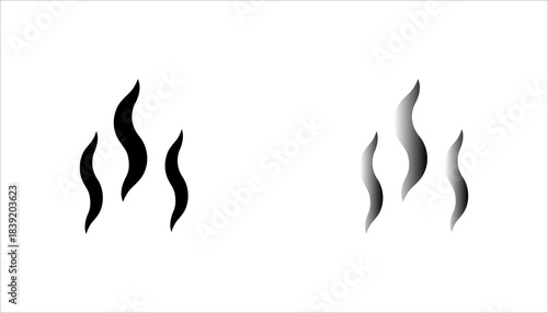 steam_smoke_icon set .black silhouette icon depicting three rising steam or smoke waves, representing heat, aroma, temperature, vapor, or cooking concepts.