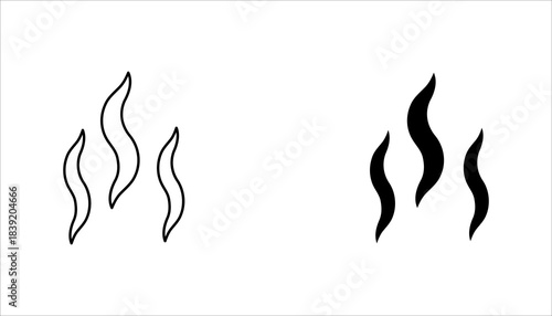 steam_smoke_icon set .black silhouette icon depicting three rising steam or smoke waves, representing heat, aroma, temperature, vapor, or cooking concepts.