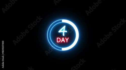 Neon counting 8 day animation.  Counting 8 days to go.  Counting timer number.