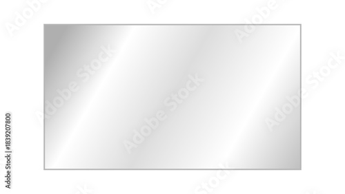 16:9 ratio rectangular transparent glass plate with realistic light glare and reflection. Shiny and glossy clear gradient glass panel for monitor, laptop or TV screen mockup. Vector illustration.