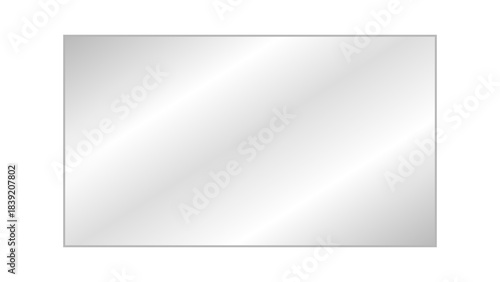 16:9 ratio rectangular transparent glass plate with realistic light glare and reflection. Shiny and glossy clear gradient glass panel for monitor, laptop or TV screen mockup. Vector illustration.