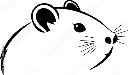 Clean Hamster Head Icon Silhouette for Cute Mascot Design