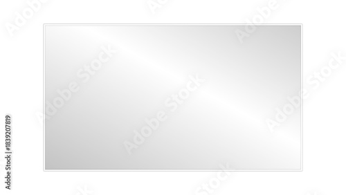 16:9 ratio rectangular transparent glass plate with realistic light glare and reflection. Shiny and glossy clear gradient glass panel for monitor, laptop or TV screen mockup. Vector illustration.