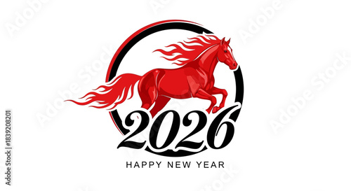 year of the horse 2026 zodiac sign design