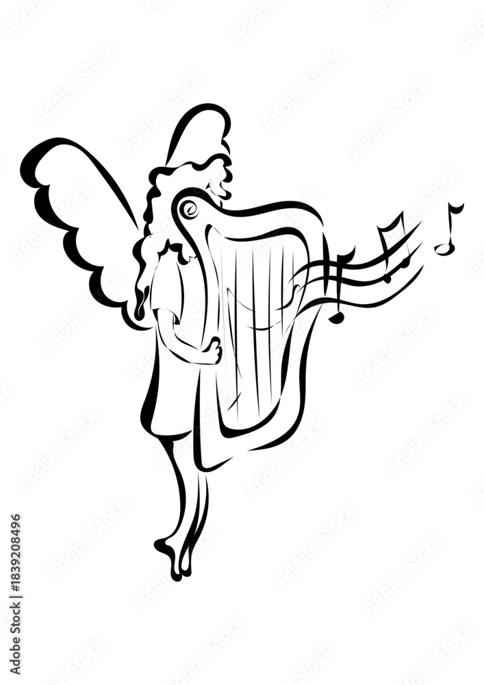 Fototapeta premium Engel mit Harfe