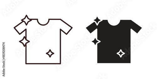 Clean Clothes icons in line designs. solid silhouette style in black