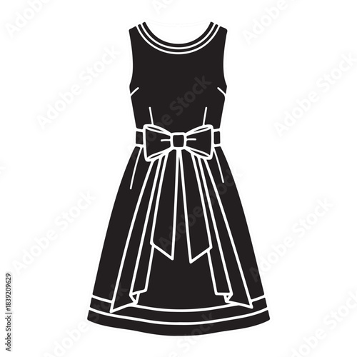 This image showcases a beautiful dress with a sleeveless design, featuring a chic bow tied at the waist. The dress has a classic and flattering silhouette, ideal for casual outings or semi-formal even