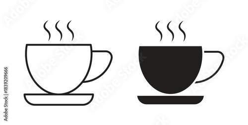 Coffee icons in line designs. solid silhouette style in black