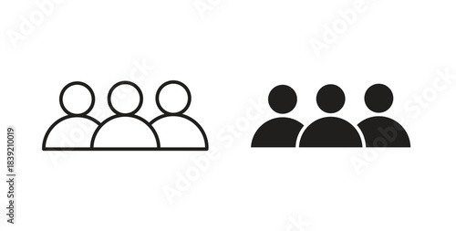 Community icons in line designs. solid silhouette style in black