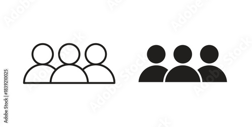 Community icons in line designs. solid silhouette style in black