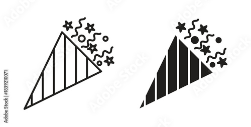 Confetti icons in line designs. solid silhouette style in black