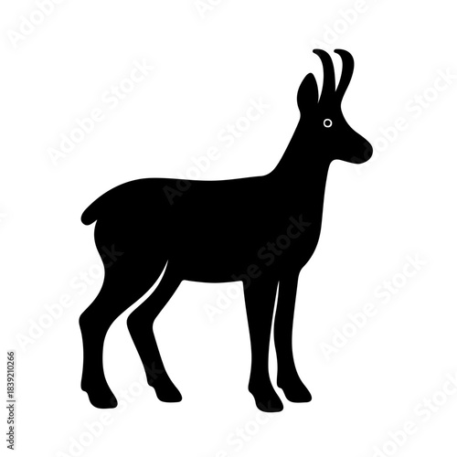 Chamois Silhouette Icon – Realistic Minimal Vector Design on Transparent Background
