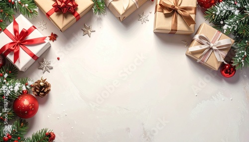 冬の贈り物が縁取るクリスマスモチーフのフレーム素材1