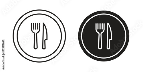 Cutlery icons in line designs. solid silhouette style in black