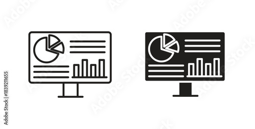 Dashboard icons in line designs. solid silhouette style in black