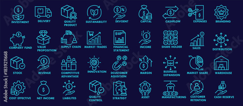 Profitable Business line editable icon set. Contain icons related to business profit. Editable stroke. Vector illustration
