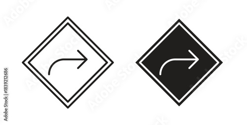 Directions icons in line designs. solid silhouette style in black