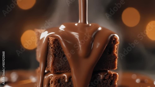 Delicious Chocolate Brownies with Melted Chocolate Drizzle.
