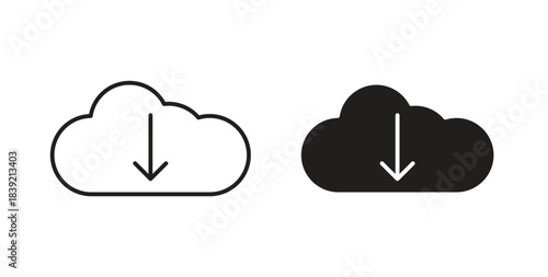 Download from Cloud icons in line designs. solid silhouette style in black