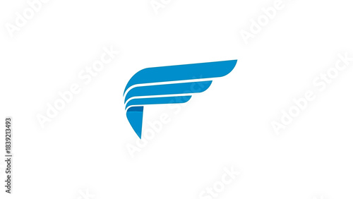 Vector illustration of abstract blue wing logo design, modern and elegant style.