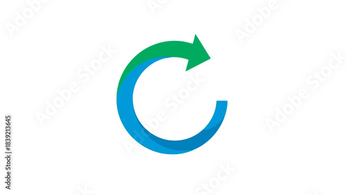 Vector illustration of refreshing arrow icon with blue and green color scheme