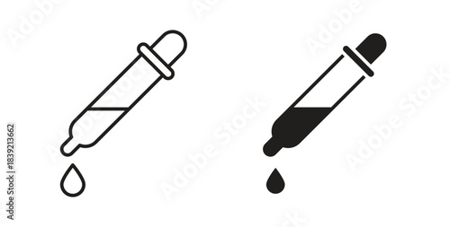 Dropper icons in line designs. solid silhouette style in black