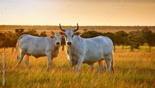 White Nelore Cattle In The Pasture